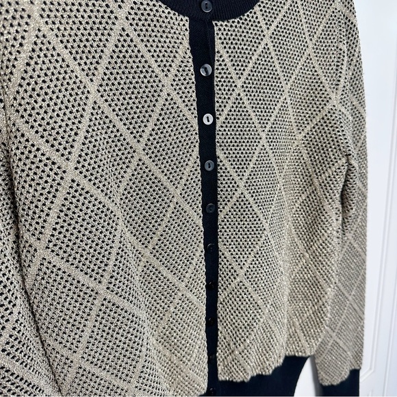 Zara Metallic Cardigan Button Front Geometric Momcore Academia - Picture 8 of 15